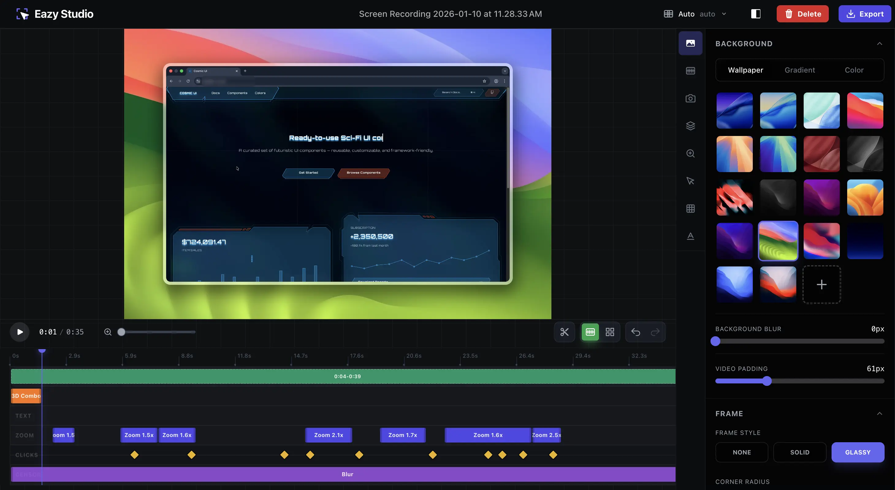 Eazy Studio Editor Interface